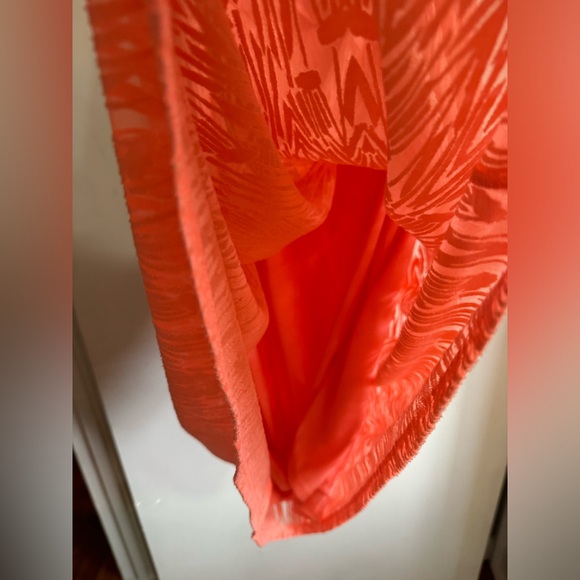 Coral Peach on / off shoulder 2 layer dress - Picture 9 of 10